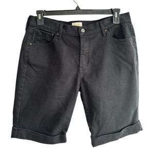 Levi's 515 Bermuda Shorts Womens Size 14 Black Denim Rhinestone Pockets Stretch